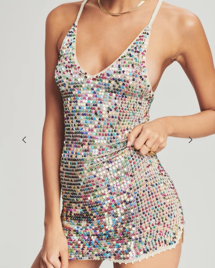 Retrofete Elliana Crochet Rainbow Dress - Image 4