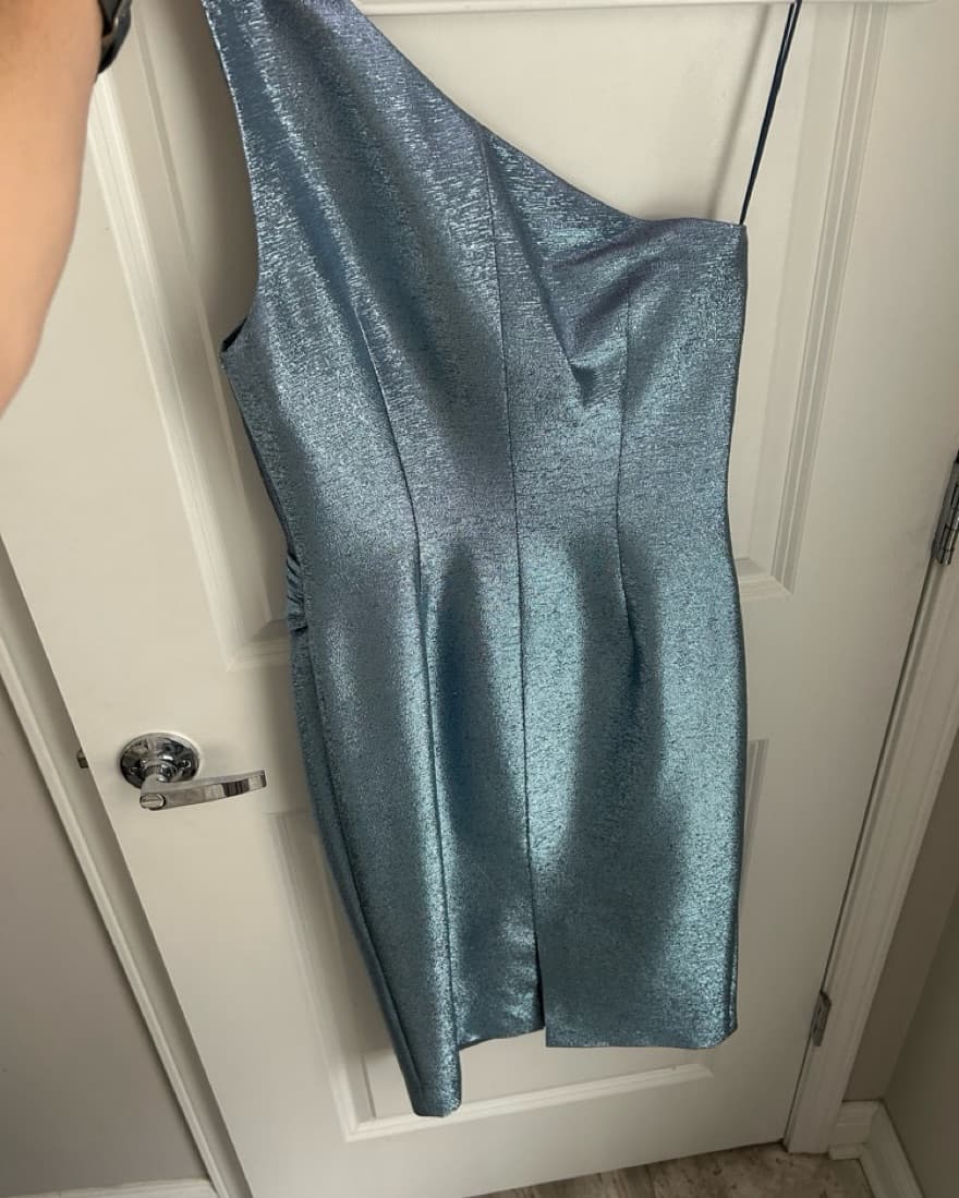 Theia Blue Shimmer One Shoulder Midi - Image 2