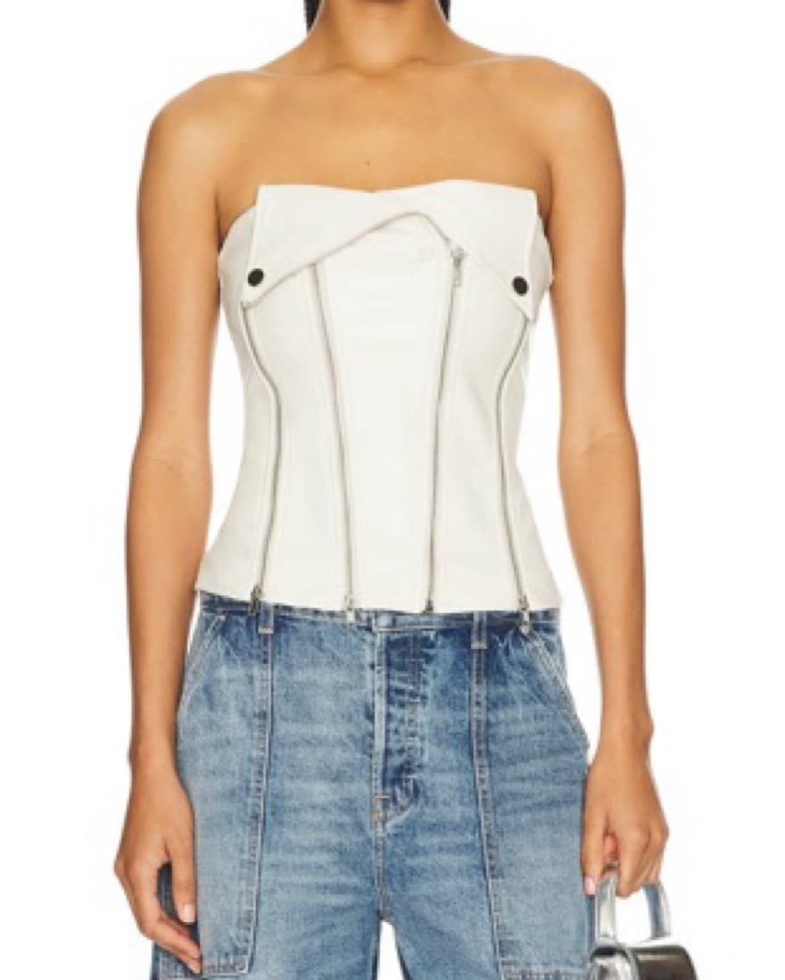 Revolve Dani Faux Leather Corset In Bone - Image 1