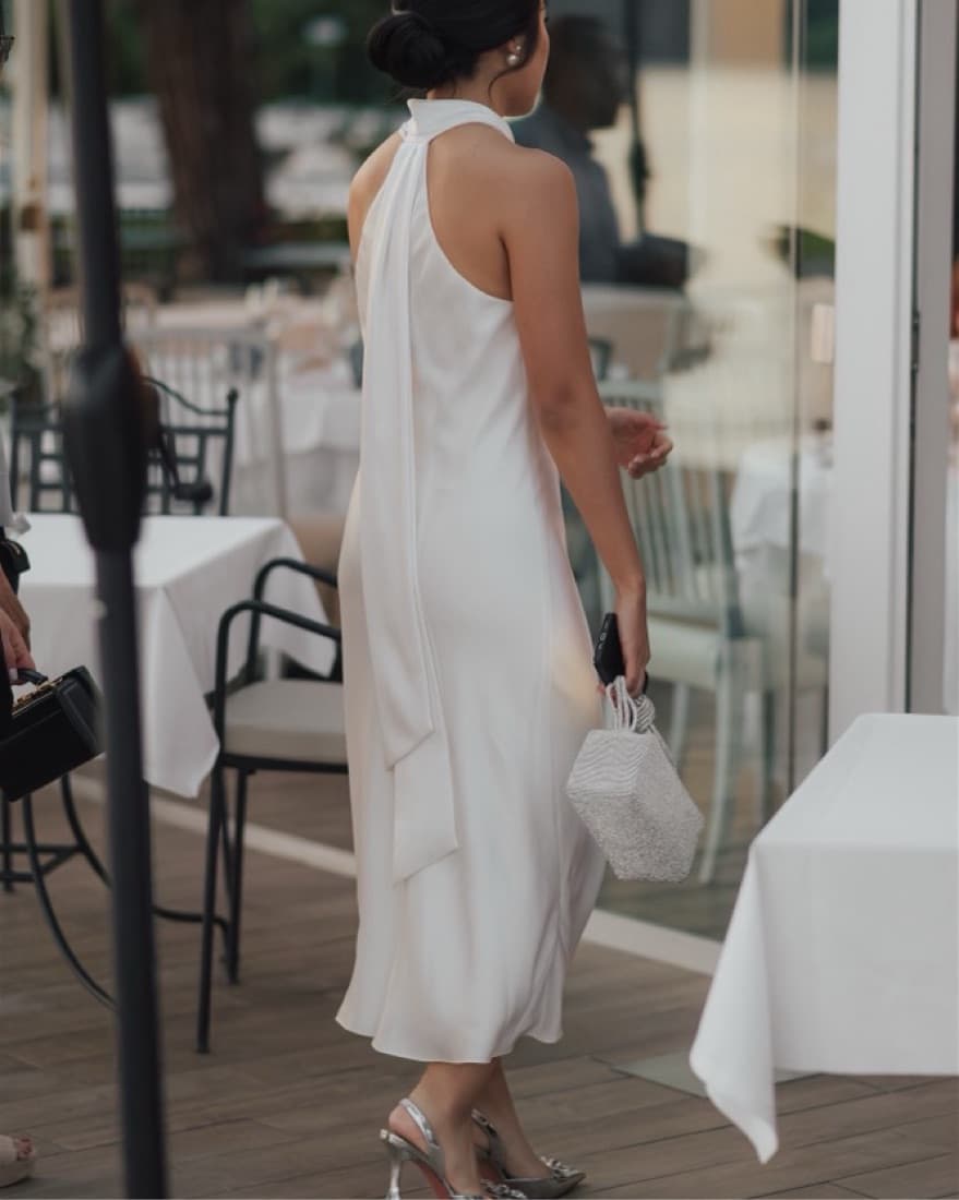 Galvan Pandora Satin Midi Dress - Image 3