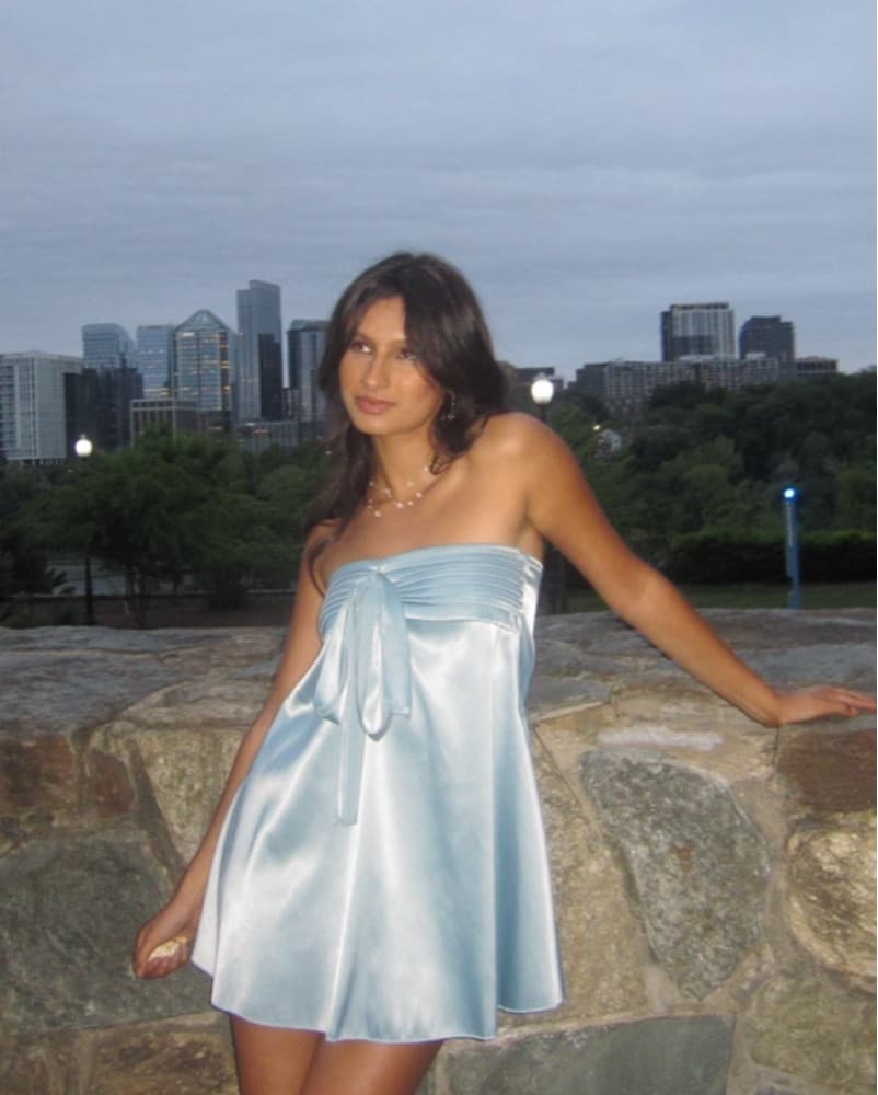 Blue Wrap Mini Dress  - Image 1