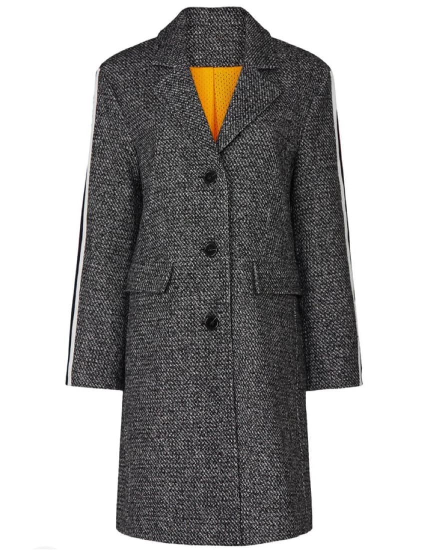 Koche Chic Tweed Coat with Striped Trim - Image 1