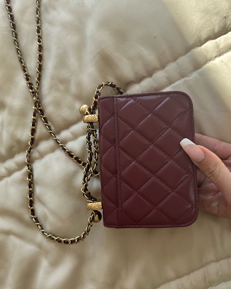 Burgundy Mini Wallet On A Chain - Image 2