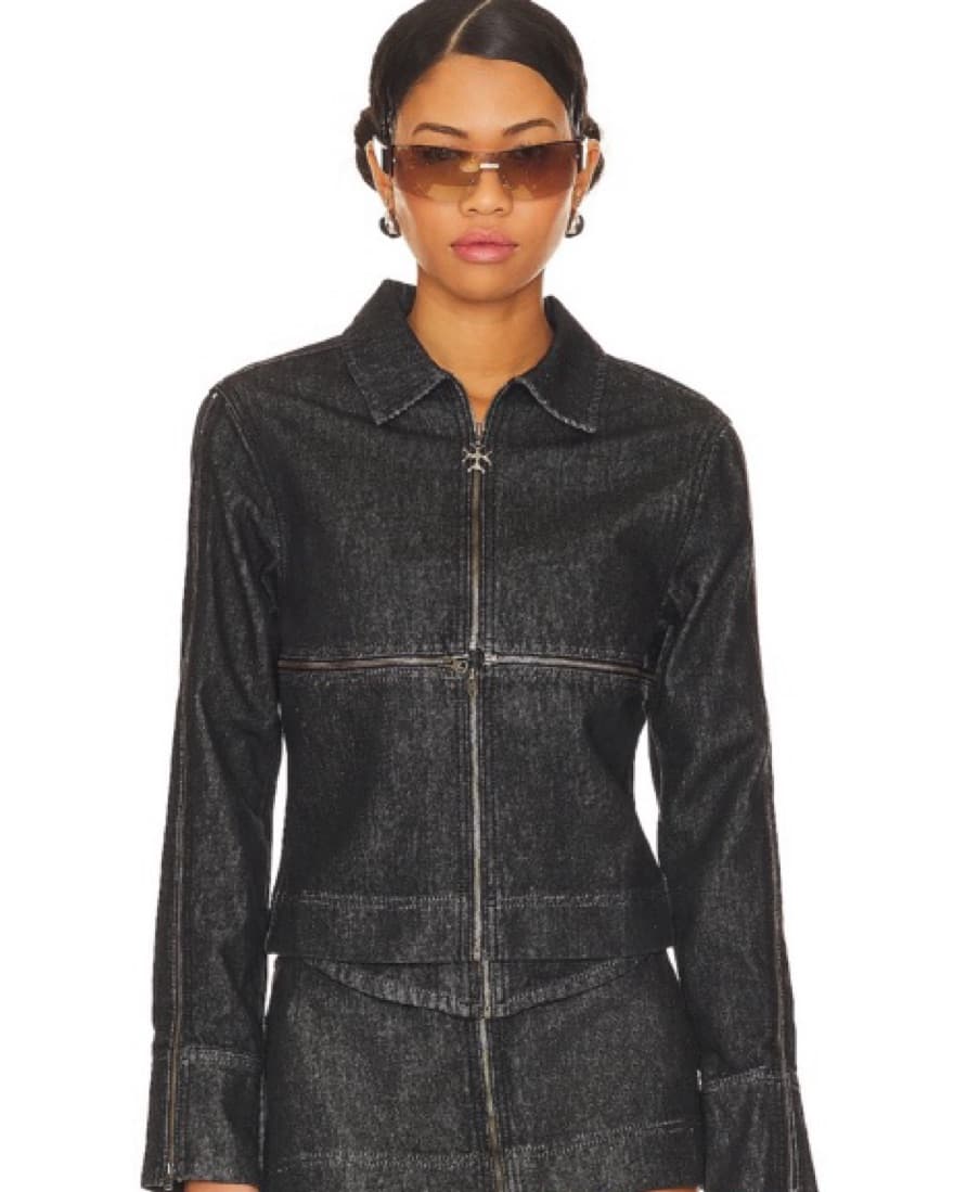MIAOU Chic Black Denim Jacket  - Image 1