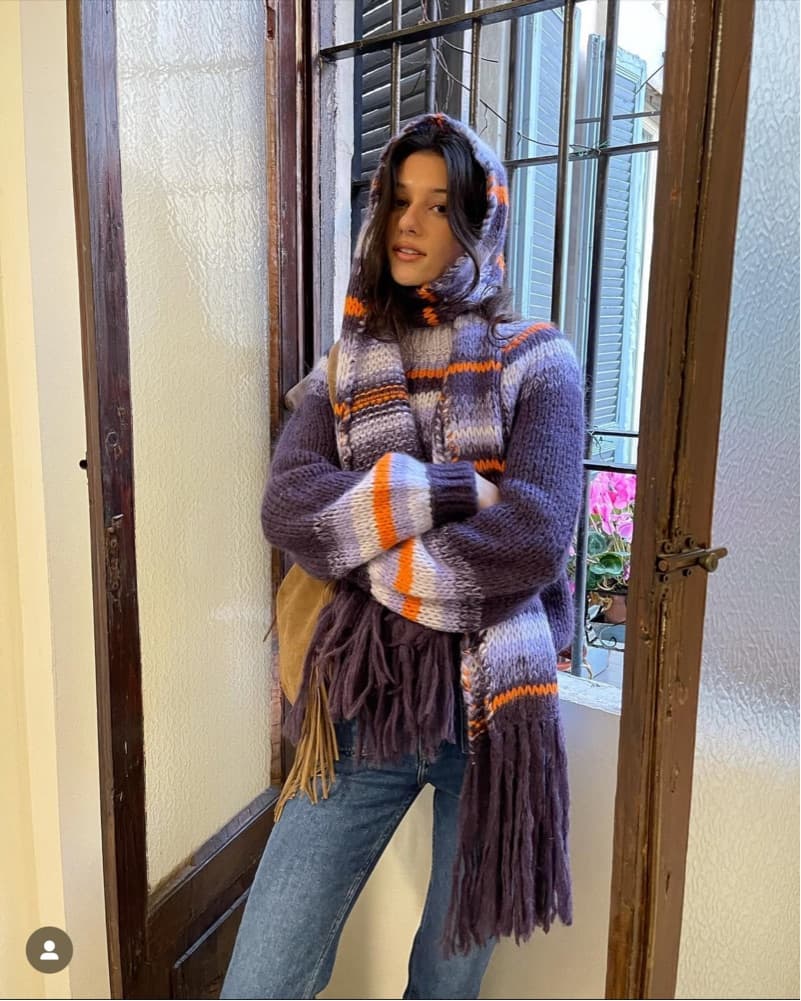 Maje Purple Orange Scarf & Sweater Set - Image 1