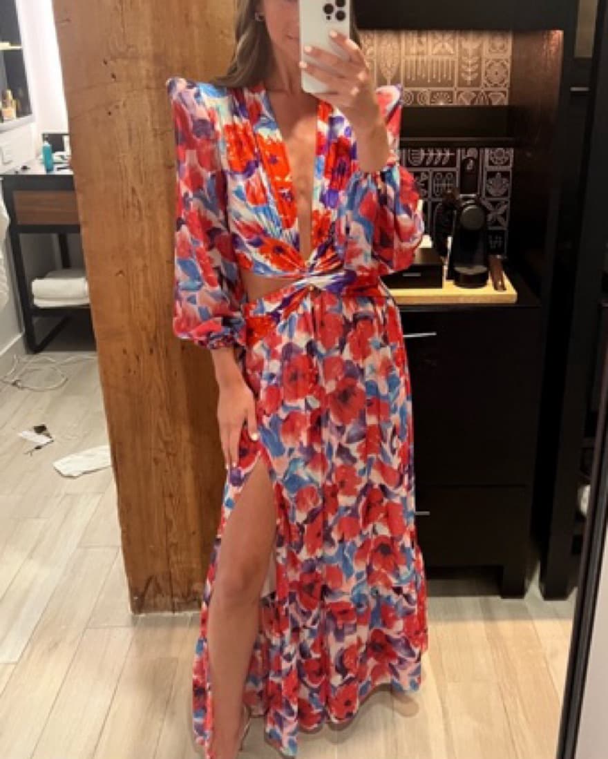 PATBO violet Plunge Cut Out Dress - Image 1