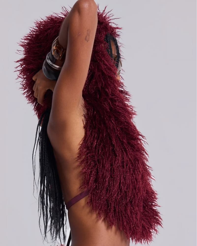 Haka Mongolian Faux Fur Backless Top - Image 2