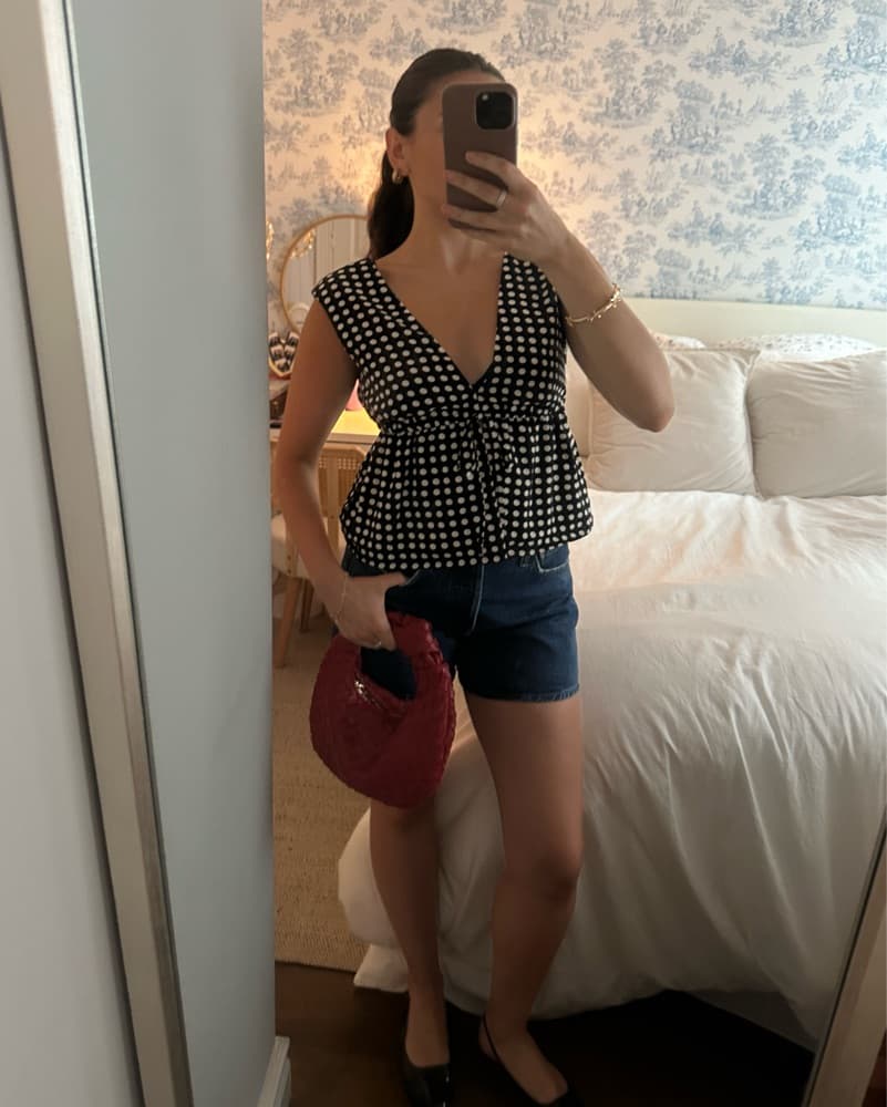 Polka Dot Tie-Front Top - Image 2
