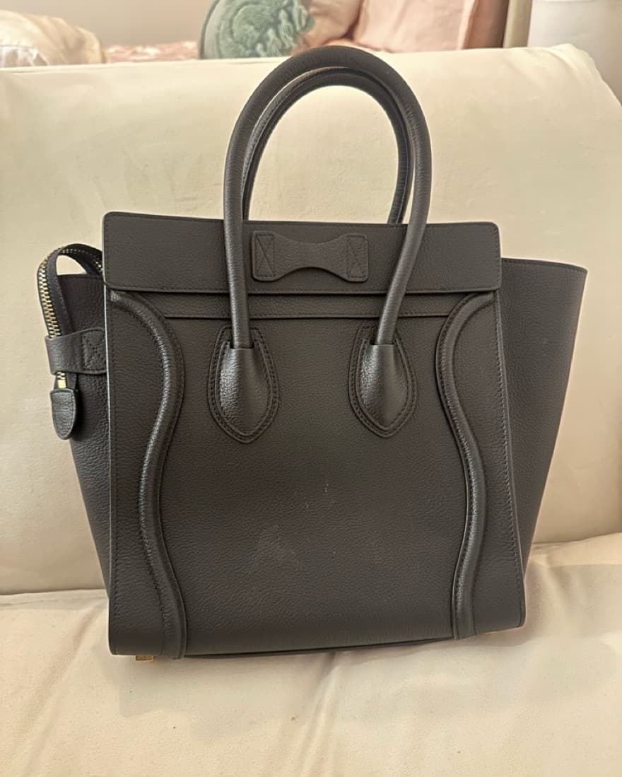 Sleek Celine Satchel in Pebbled Black Leather - Image 2