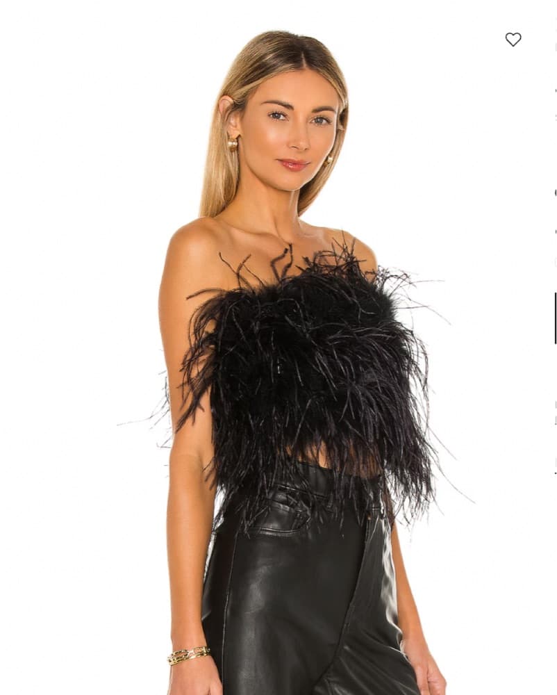 Black Lamarque Ostrich Feather Tube Top - Image 2
