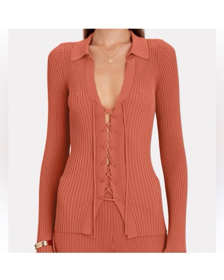 Cult Gaia Faye Lace-up Cardigan - Image 1