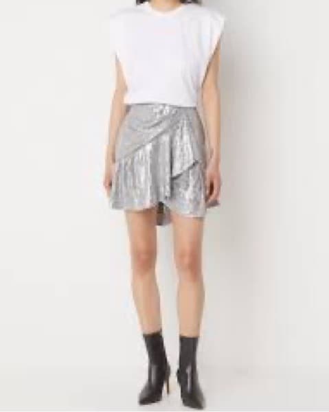 Iro Silver Ruffle Mini Skirt   - Image 1