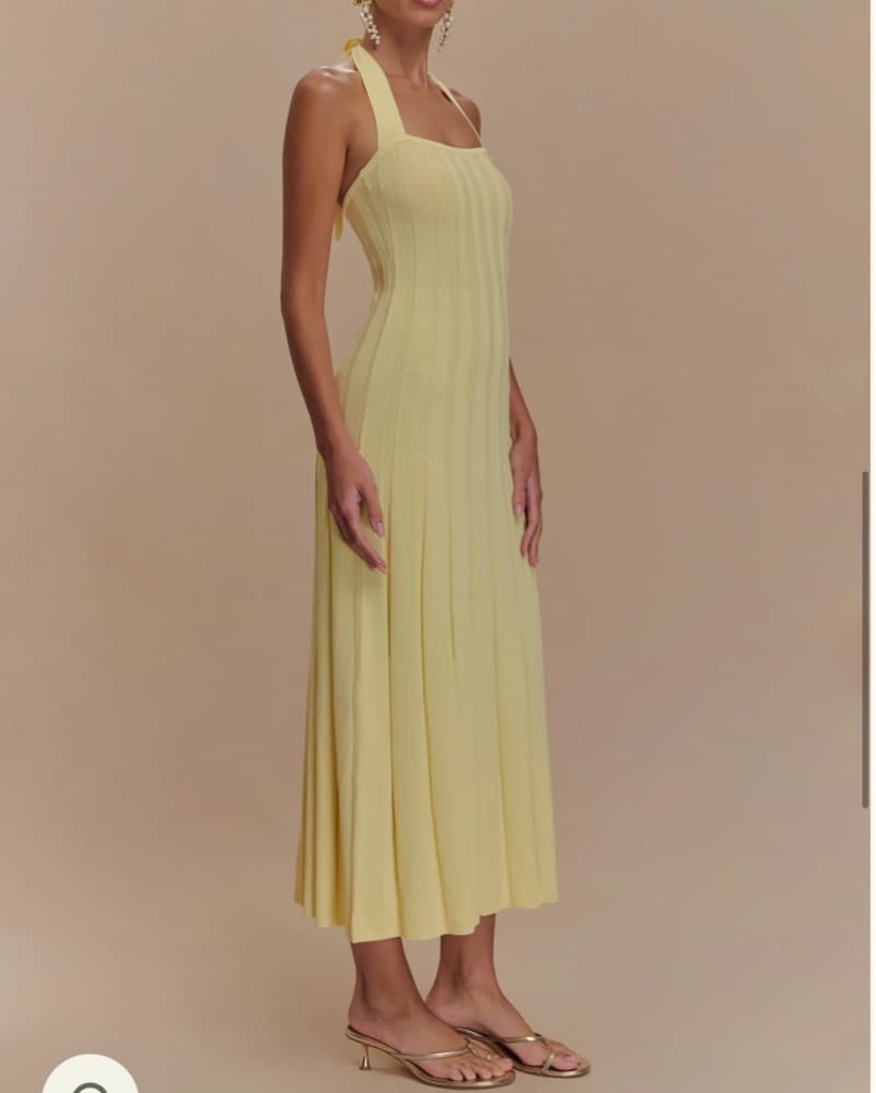 Jacqui Halter Knit Midi Dress - Lemon - Image 3