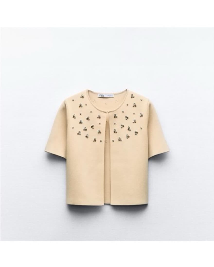 Elegant Beige Embellished Jacket - Image 1