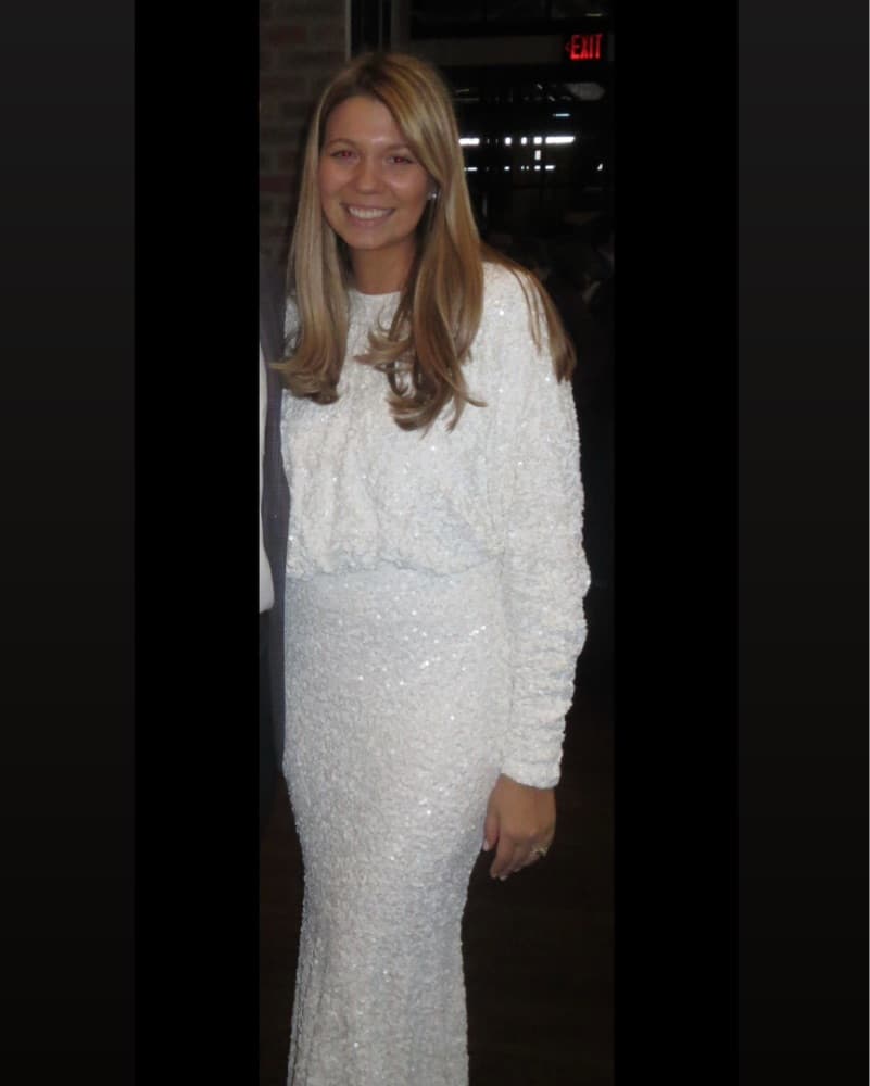 White Sequin Shoulder-Pad Midi Bridal  - Image 1