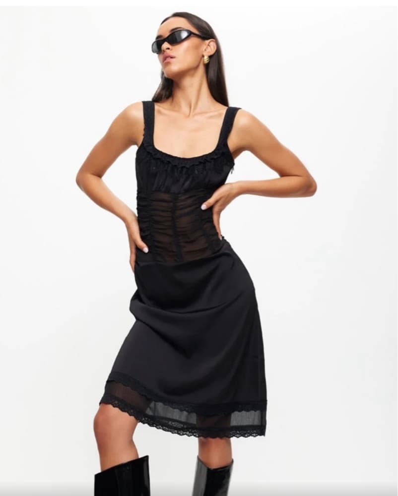 LIONESS Kendall Midi Dress in Onyx - Image 2