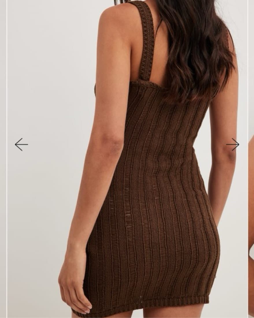 NA-KD Knitted Detail Mini Dress Brown - Image 1