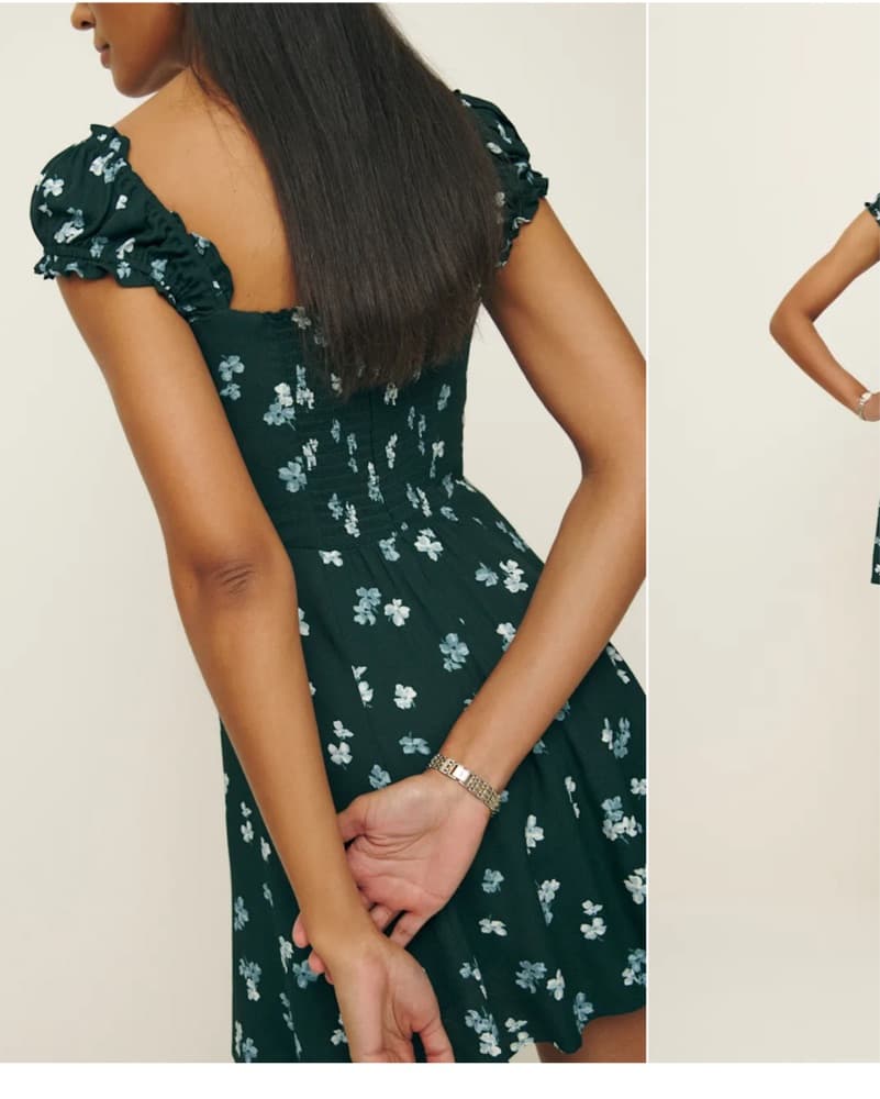Reformation Green Floral Mini Dress - Image 2