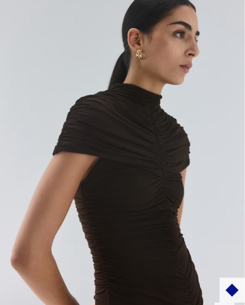 MANGO Brown Ruched Dress - Image 4
