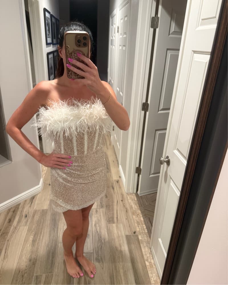 Nadine Merabi Feather Dress - Image 2