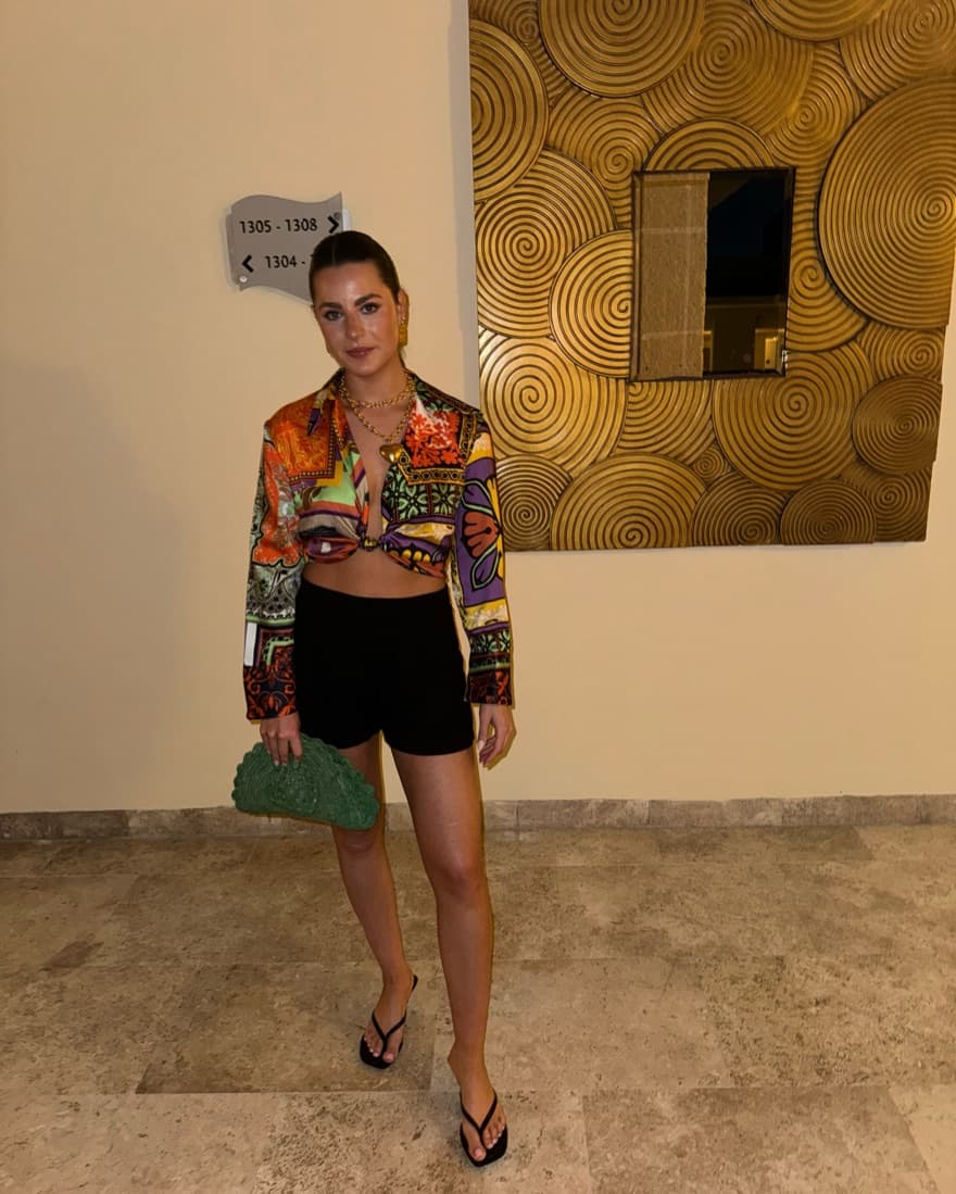 Zara Multi Color Tie Long Sleeve Crop  - Image 1