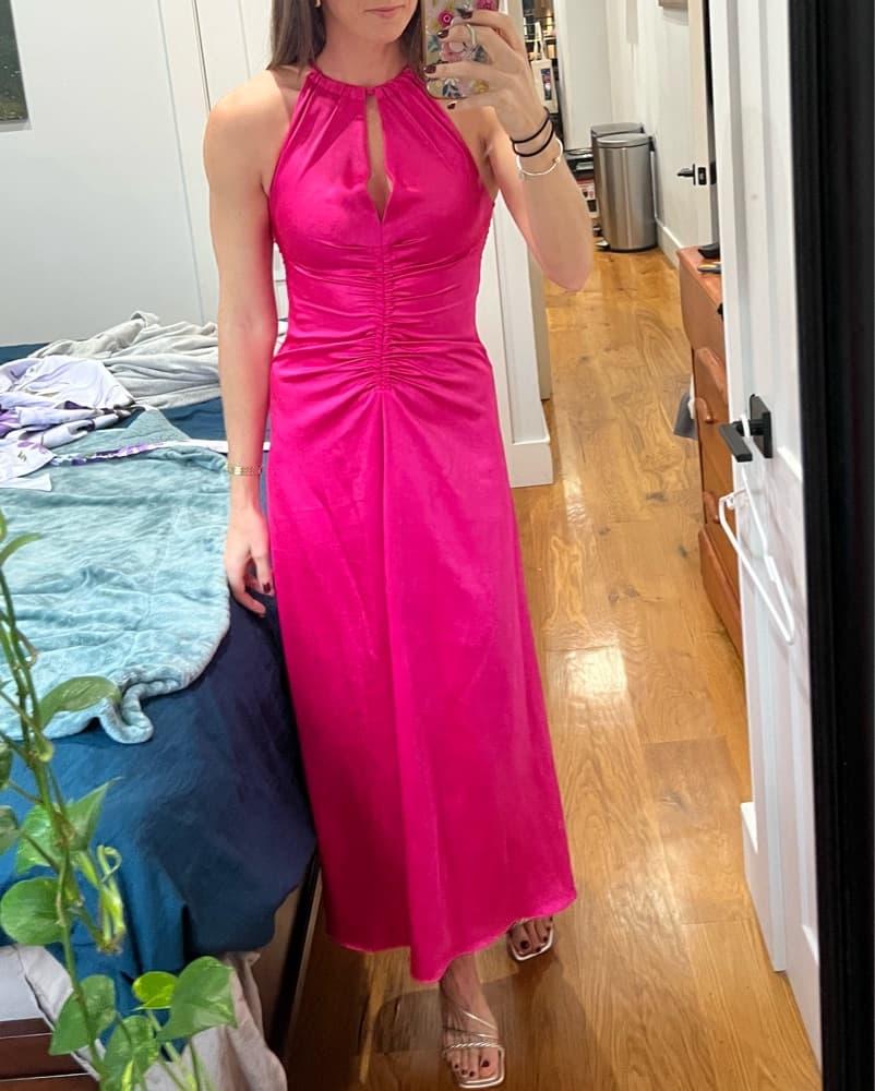 Sandro Pink Satin-Effect Dress - Image 2