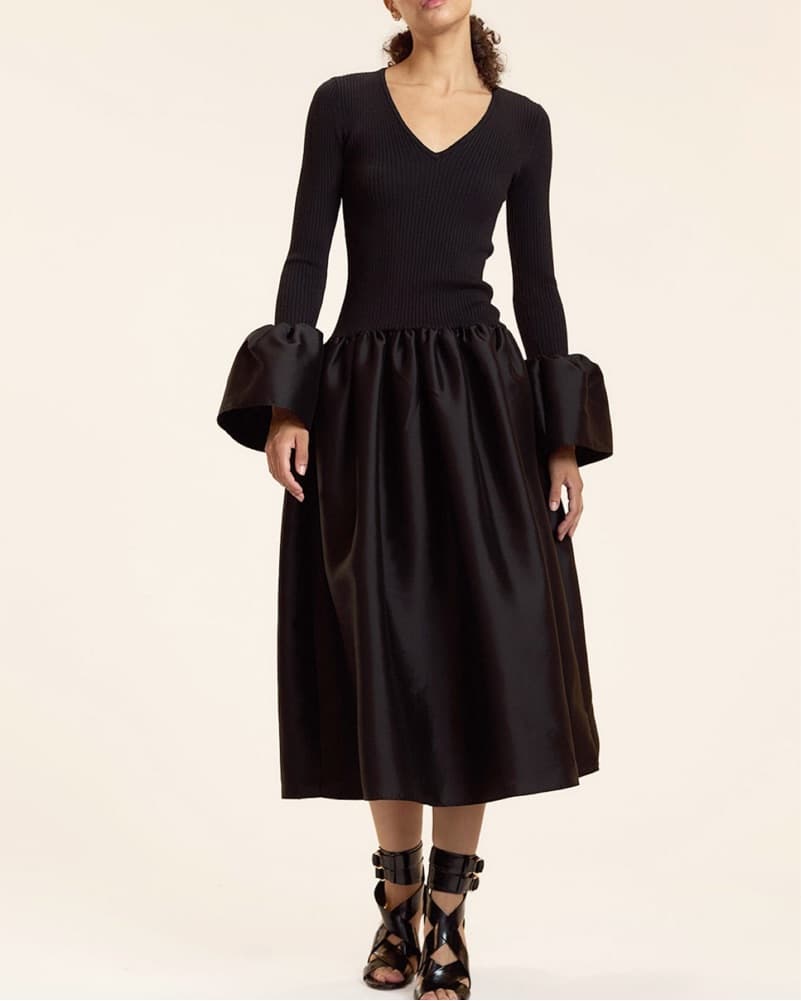 Elegant Black Midi Dress - Image 1