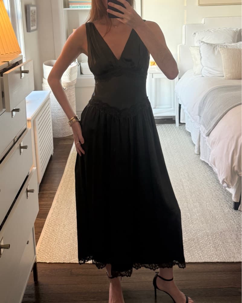 Reformation Stasia Lace Trim Silk Dress - Image 4