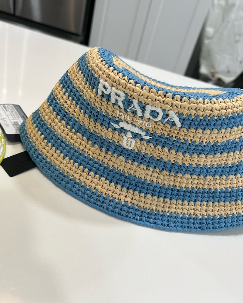Prada Raffia Bucket Hat - Image 1