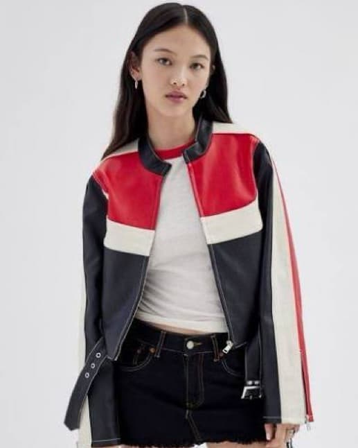 Jordan faux Leather Fitted Moto Jacket  - Image 1