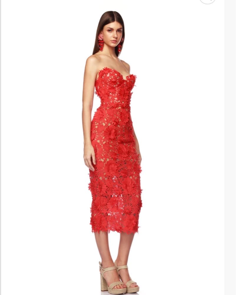Jasmine Midi Dress in Red  - Image 3