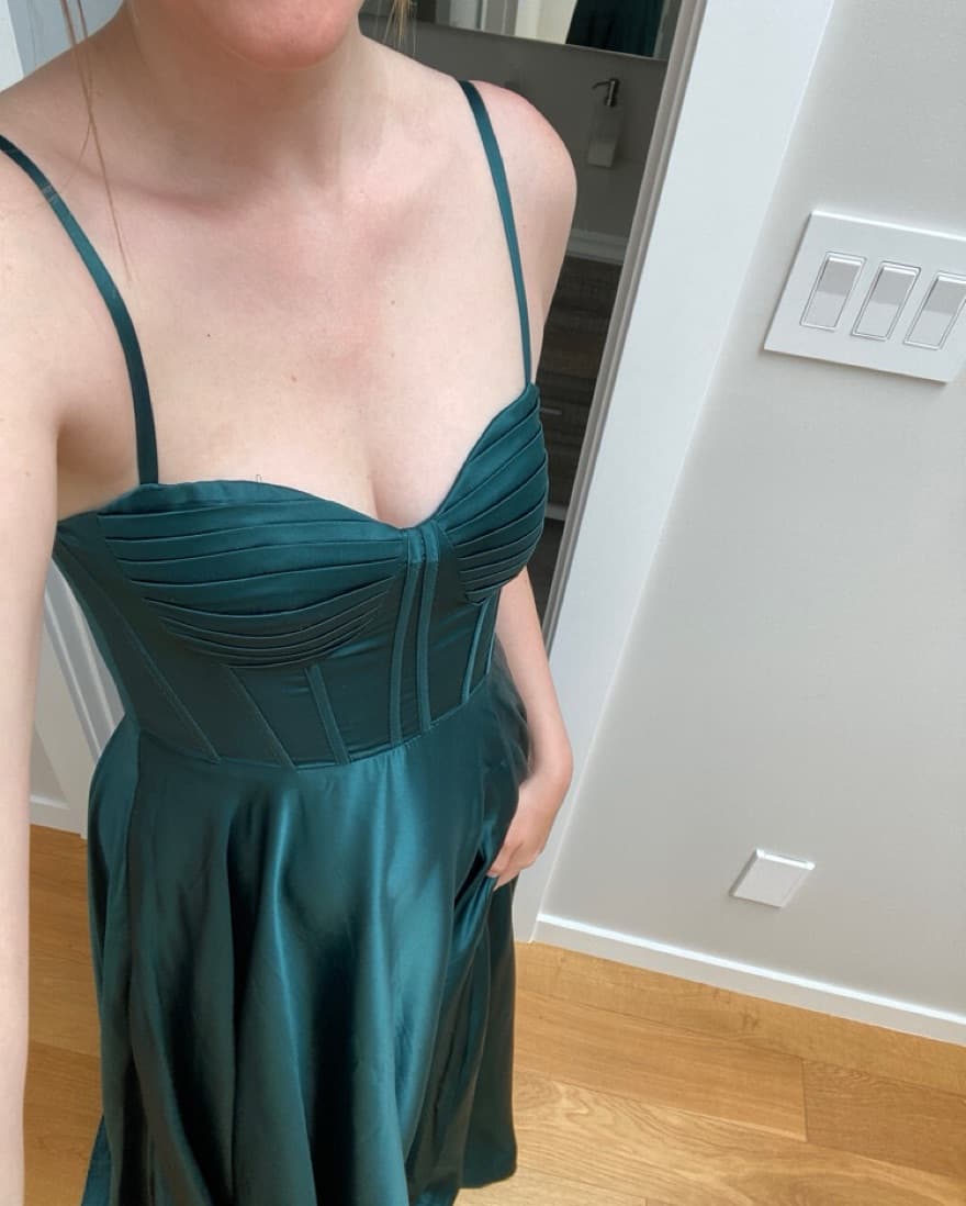 Green Evening Gown With Bustier Top - Image 4