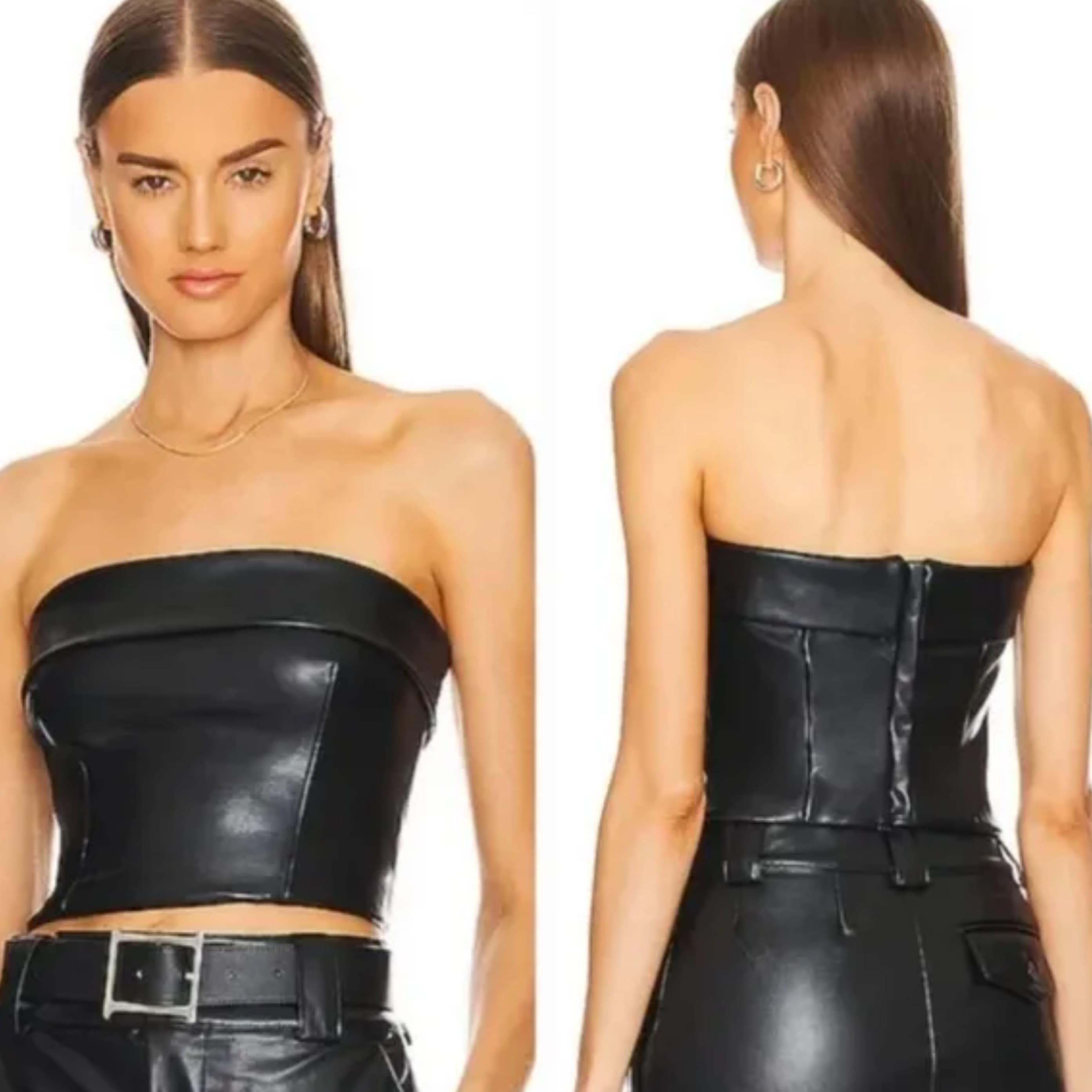 Helsa Faux Leather Corset Top - Image 1