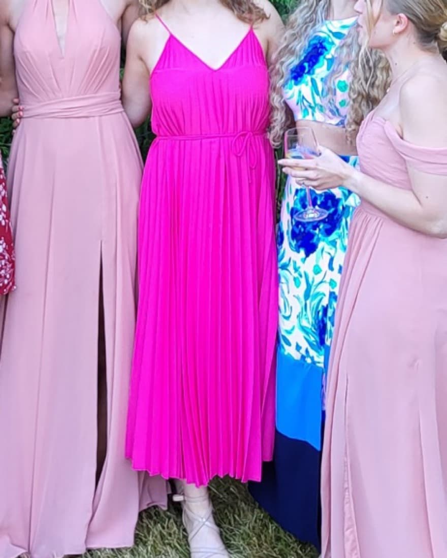 Mango Hot Pink Fortuny Dress - Image 2