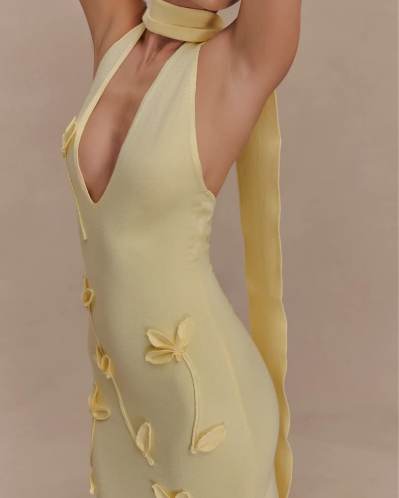 Floral Knit Midi - Lemon - Image 1