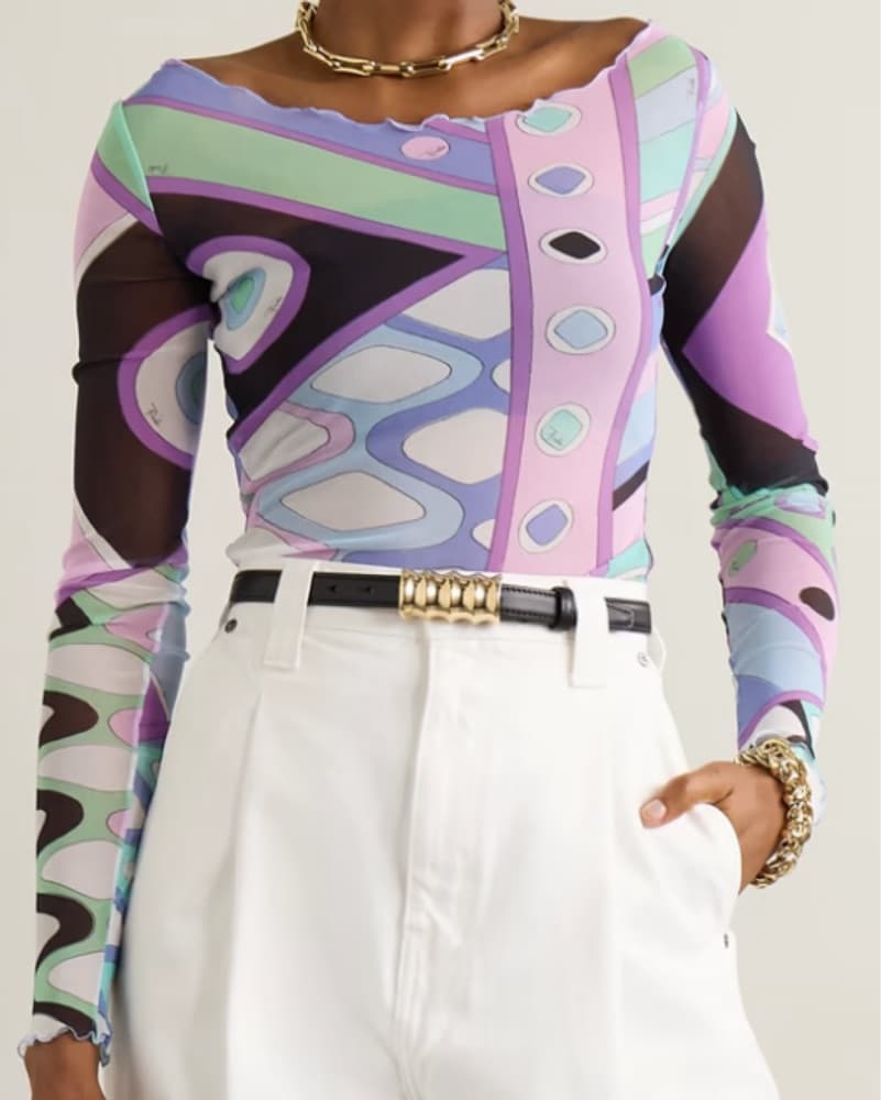 PUCCI Ruffle-trimmed printed chiffon top - Image 1