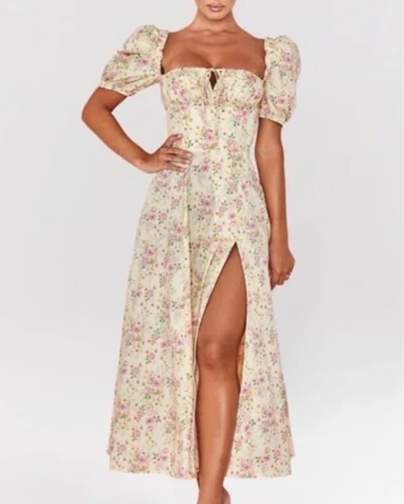 Yellow Floral Milkmaid Dress - Image 6