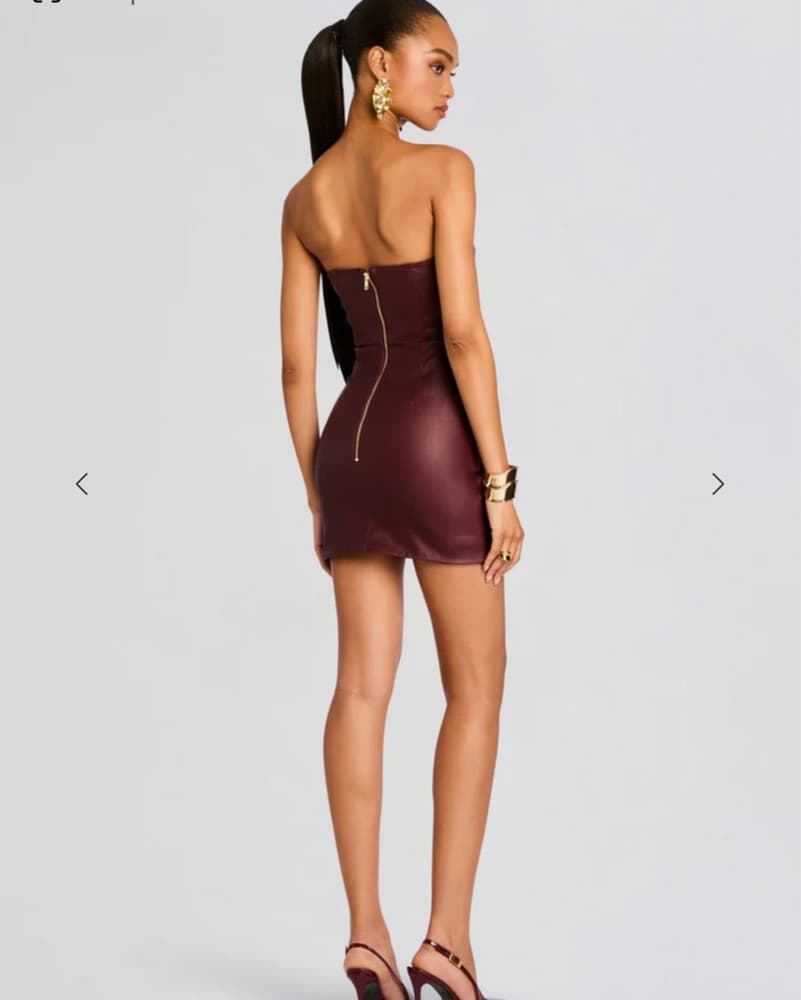Retrofete Burgundy Bodycon Mini Dress - Image 4