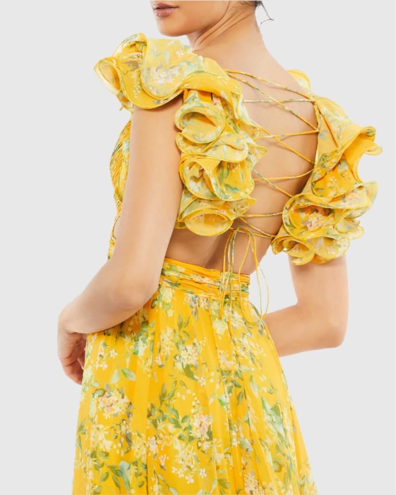Mac duggal yellow Tiered Dress - Image 2