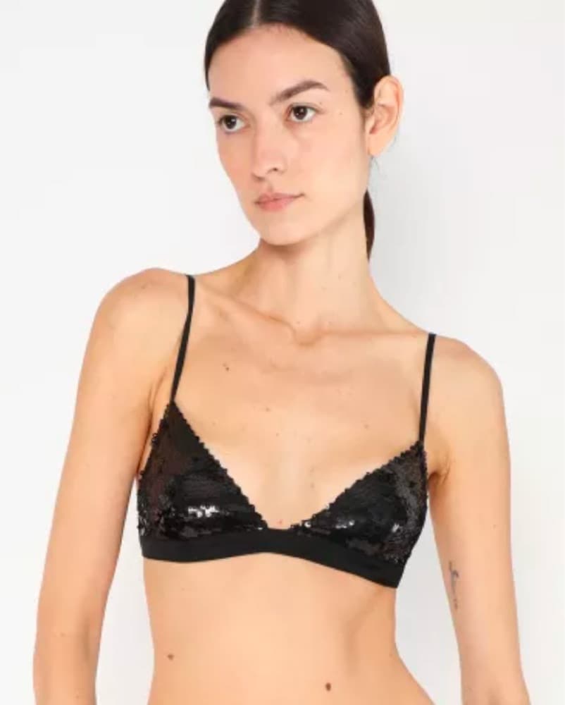 KHAITE Crop Top Sequin Bralette Bra - Image 1