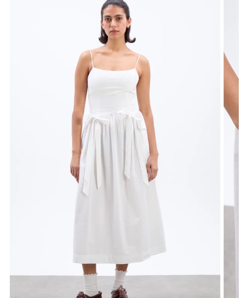 Damson Madder White Midi Drop WaistDress - Image 2
