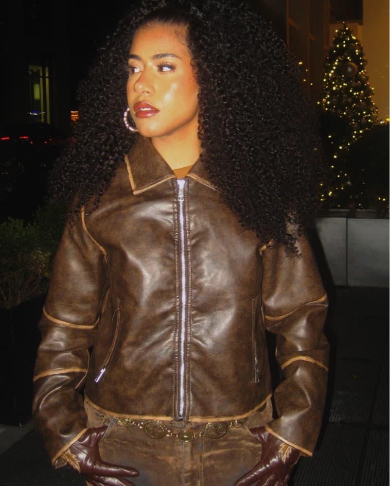 Cute brown pleather mini jacket  - Image 1