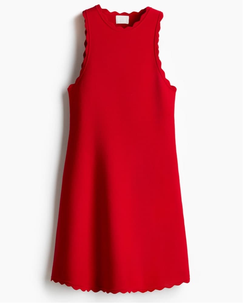 Red Scalloped Mini Dress - Image 1