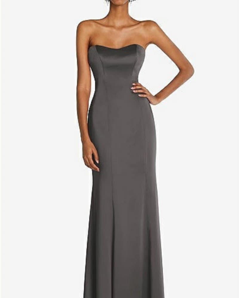 Dessy Black Satin Mermaid Formal Gown - Image 2