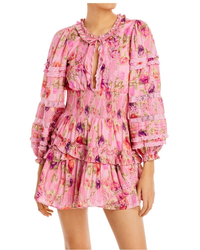 Vibrant Ruffled Floral Chiffon Mini Dress - Image 4