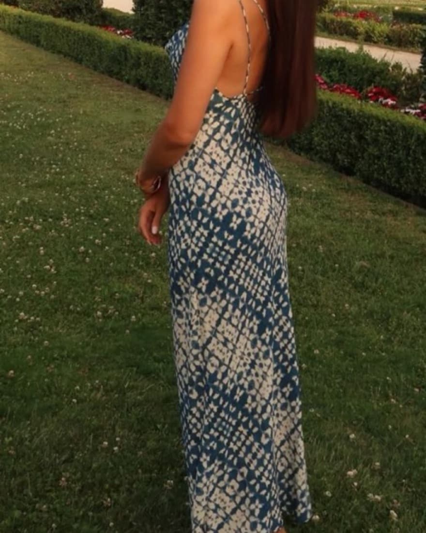 Blue And White Maxi Dress - Image 2