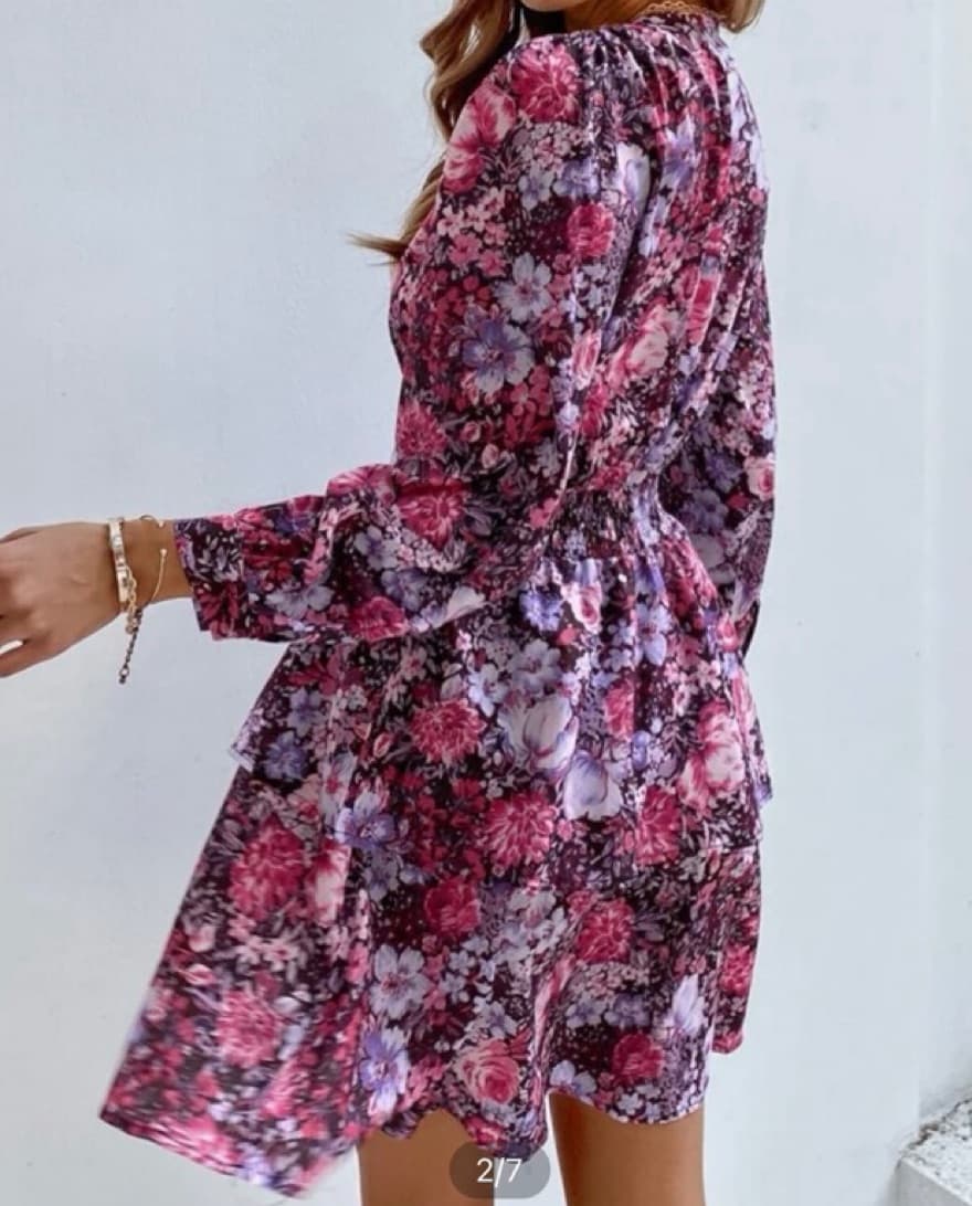 Pink Purple Floral Dress - Image 2