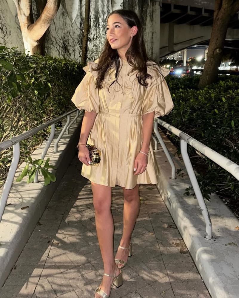 Farm Rio Beige Short Sleeve Mini Dress  - Image 3