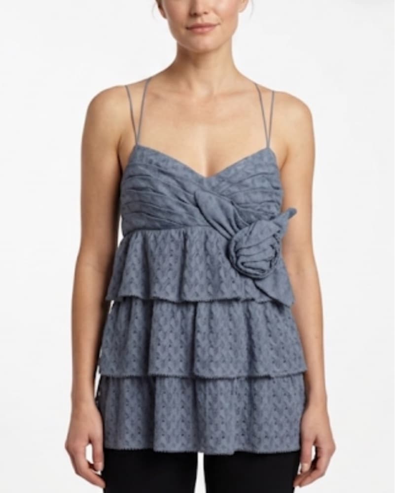 Vintage Missoni Periwinkle Blue Purple Crochet Knit Strappy Summer Rose Top - Image 2