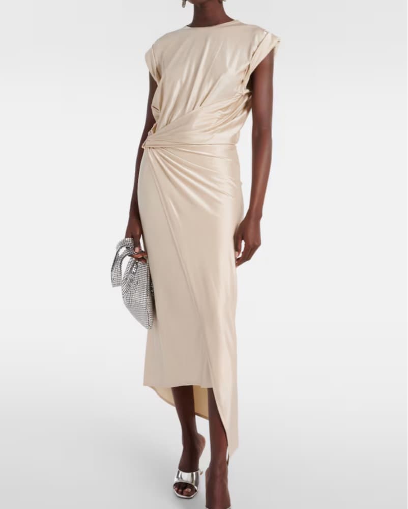 RABANNE - Draped Asymmetric Midi Dress - Image 1